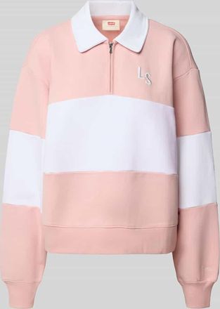 Levi's Sweatshirt mit kurzem Reißverschluss und Logo-Stitchings in Hellrosa, Größe XS
