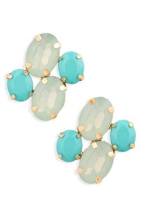 Cara Crystal Cluster Stud Earrings in Turquoise Multi at Nordstrom Rack