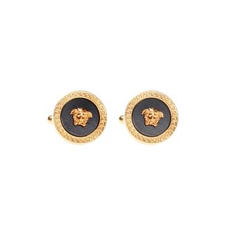 Versace Cufflinks & Tie Clips, male, Yellow, Size: ONE SIZE Enamel Medusa Cufflinks