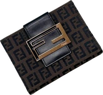 Fendi Black Brown Canvas Leather Wallet (Bi-Fold) (Pre-Owned)