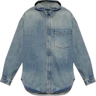 Balenciaga Giacca denim con cappuccio - Blu