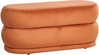 Beliani Banco puf decorativo tapizado moderno estampado liso taburete terciopelo naranja Ellendale