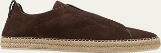 Ermenegildo Zegna Mens Triple Stitch Suede Espadrille Sneakers