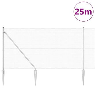 Berkfield Home Modern Welded Wire Fence with 13 Spike Posts 1.4x25 m Galvanised Steel in Silver