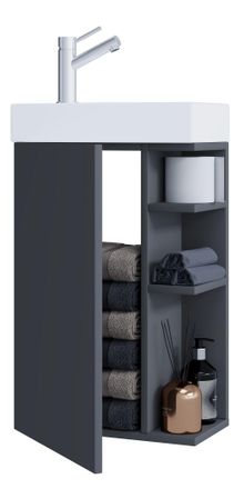 ebuy24 Ebuy24 - Set Vcm De 2 Piezas Lavander&iacute;a Wc Ba&ntilde;o Para Invitados Lavabo Muebles De Ba&ntilde;o Set De Ba&ntilde;o - Lumia (antracita)