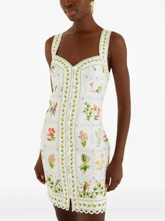 Farm Rio Floral-print Scallop-trim Dress