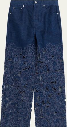 SIMKHAI Betty Embroidered Straight-Leg Jeans