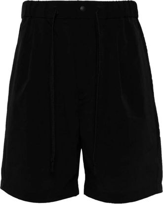 Snow Peak Casual Shorts, male, Black, M, Velvet Logo Print Drawstring Shorts