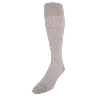 Trafalgar Store Valentino Vertical Stripe Over the Calf Mercerized Cotton Sock in Tan With White Stripes at Nordstrom