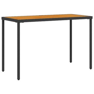 Berkfield Home Garden Table with Acacia Wood Top Black 115x54x74 cm Poly Rattan | Size: 115 x 54 x 74 cm