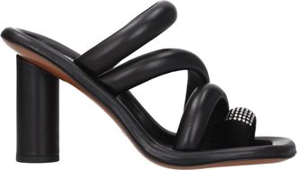 AMBUSH Womens Puffy Strap Heeled Sandals - Black Leather - Size EU 39