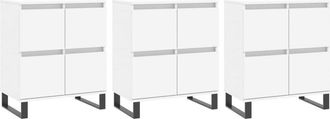 vidaXL Credenze 3 pz Bianco in Legno Multistrato - Vidaxl
