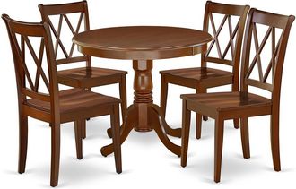 East West Furniture Dining Room Set Mahogany, ANCL5-MAH-W