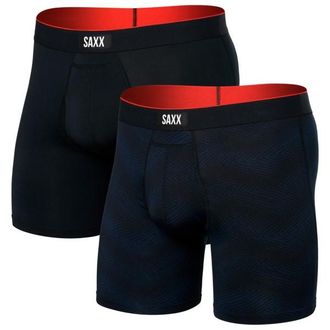 Saxx Multi-Sport Mesh Boxer Brief Fly 2-Pack Kunstfaserunterw&auml;sche f&uuml;r Herren | schwarz