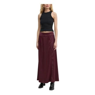 &Aacute;eron Rokken, Dames, Rood, XS, Leer, Uitlopende Maxirok