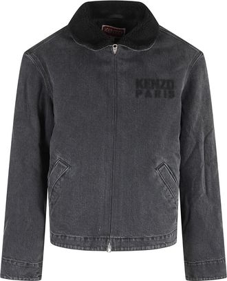 Kenzo Tijger Fleece Jas Steenkleur - Heren - Spijkerjassen - Grijs - L - Denim - Jassen