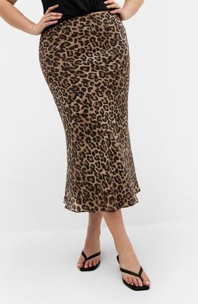 City Chic Kyra Leopard Print Midi Skirt in Leopard Prt at Nordstrom, Size Xs