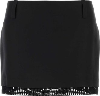 Magda Butrym Black Silk Mini Skirt