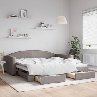 vidaXL Sof&aacute; Cama Nido Con Cajones Tela Gris Taupe 100x200 Cm Vidaxl