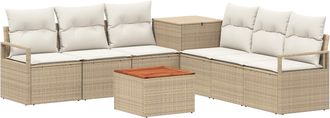 vidaXL Juego De Sof&aacute; 8 Uds. Beige Y Blanco Crema Vidaxl