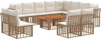 vidaXL Conjunto De Sof&aacute;s De Jard&iacute;n 13 Uds. Natural Y Crema Vidaxl