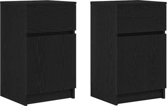 vidaXL Bedside Cabinets 2 pcs Black 39x35x65 cm Engineered Wood Vidaxl
