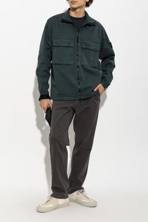 Stone Island Cotton Jacket With Stand-up Collar, Mens, Green