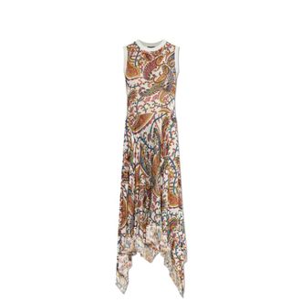 Etro Etro, Maxi Dresses, female, Multicolor, Size: XS Knit Long Dress With Fringing And Floral Paisley Motif