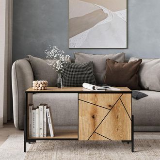 Vicco Mesa De Centro Hatto, Roble, 90 X 39.7 Cm Con 1 Puerta, Vicco