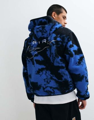 Nike Air giacca in pile con zip intera e stampa blu