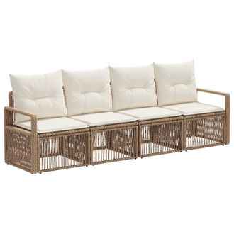 vidaXL Conjunto De Sof&aacute;s De Jard&iacute;n 4 Pcs Beige Rat&aacute;n Sint&eacute;tico Vidaxl