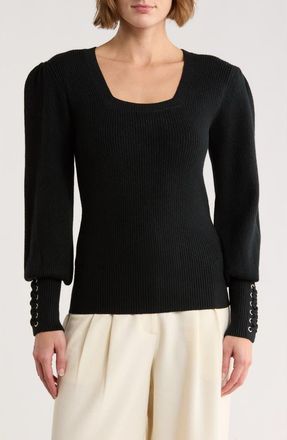 Love Token Whipstitch Sleeve Sweater in Black at Nordstrom Rack, Size X-Small