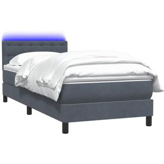 vidaXL Cama Box Spring Con Colch&oacute;n Terciopelo Gris Oscuro 90x220 Cm Vidaxl
