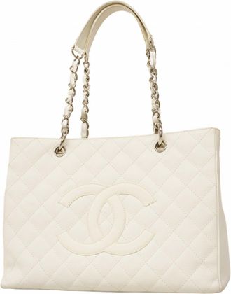 Chanel White Grained Calfskin Tote Bag (Pre-Owned)