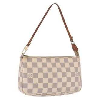 Louis Vuitton Pre-owned Damier Azur Pouch - Dames - Pre-owned - Beige - Maat: ONE Size Leer
