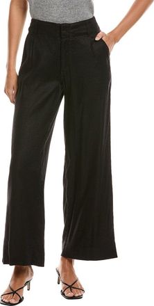 NYDJ Linen-Blend Black Petite Mona Wide Leg Trouser Jean
