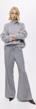 H&M Flared Drawstring Trousers in Gray Melange at Nordstrom, Size Xx-Large