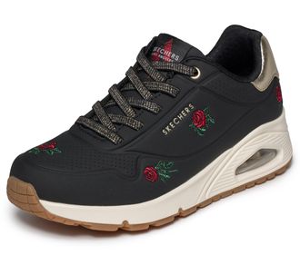 Skechers Womens Uno - Champagne & Roses, Black/Red, 7.5