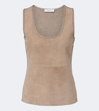 Max Mara Wool and cashmere-paneled suede top