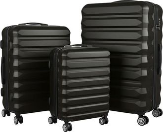 Relaxdays Relaxdays luggage set, 3-piece, 3 sizes, 4 wheels, hardshell, telescopic handle, combination lock, black