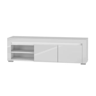 Petits Meubles Mueble TV 2 puertas 152 cm con LED estratificado Blanco
