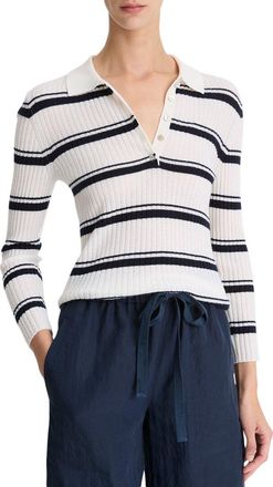 Vince Cashmere & Mulberry Silk-Blend Stripe Polo