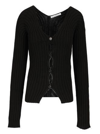 Acne Studios Ribbed Cotton Cardigan Knitwear Black