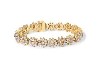 House of Brilliance 14K Gold 8.00 Cttw Diamond Floral Cluster Halo Link Bracelet in Yellow at Nordstrom