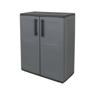 Dmora Mueble Multiusos O Interno, Armario Bajo Con 2 Puertas Y 1 Estante De Polipropileno, 100% Made In Italy, 68x37h84 Cm, Color Gris, Con Embalaje Reforza