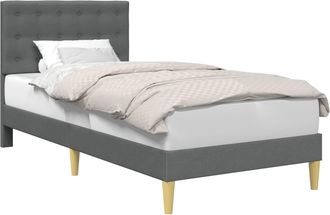 vidaXL Estructura De Cama Con Cabecera Gris Oscuro 100 X 200 Cm Tela Vidaxl