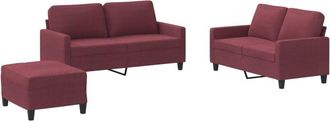vidaXL Vidaxl - Juego De Sof&aacute;s Con Cojines 3 Piezas Tela Rojo Tinto