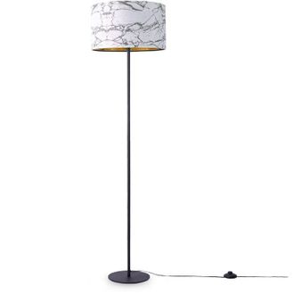 Paco Home Paco Home - Lampada Da Terra Soggiorno Camera Da Letto E27 Design Marmo Pietra Grigio Bianco Oro (&Oslash;38cm), Lampada da terra - Nero