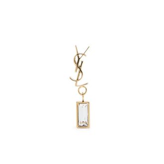 Saint Laurent Earrings, female, Yellow, Size: ONE SIZE Golden Bijoux Earring with Rhinestone Pendant