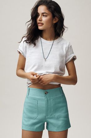 Maeve Colette European Linen Stretch High-Rise Shorts